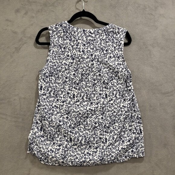 GAP Shirt Womens‎ Small White Blue Floral Sleeveless Pintuck Button Front Top - Picture 2 of 8